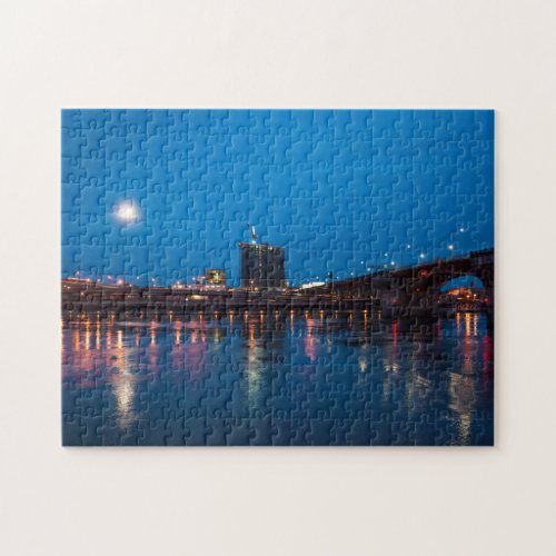 Burnside Bridge at Night Portland Jigsaw Puzzle