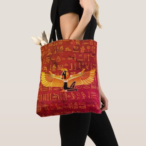 Burnt Amber Egyptian Princess Hieroglyphs Tote Bag