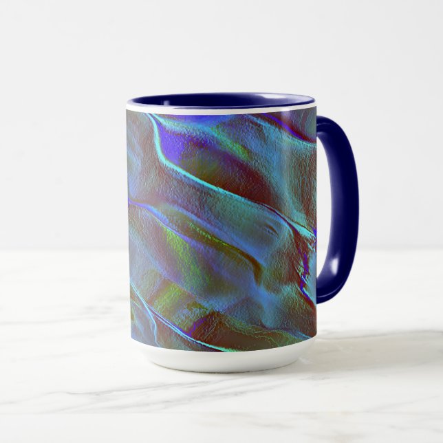 Burnt blue green digital grainy rocky satin shade  mug (Front Right)