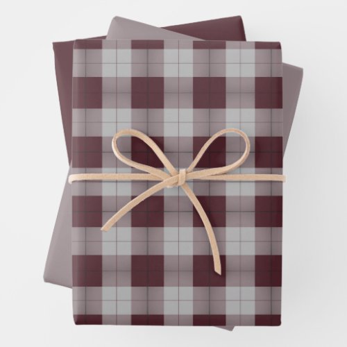 Burnt Burgundy Plaid Pattern with Coordinates Wrapping Paper Sheets