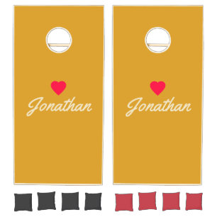 Burnt Buttercup Vintage Heart Signature Cornhole Set