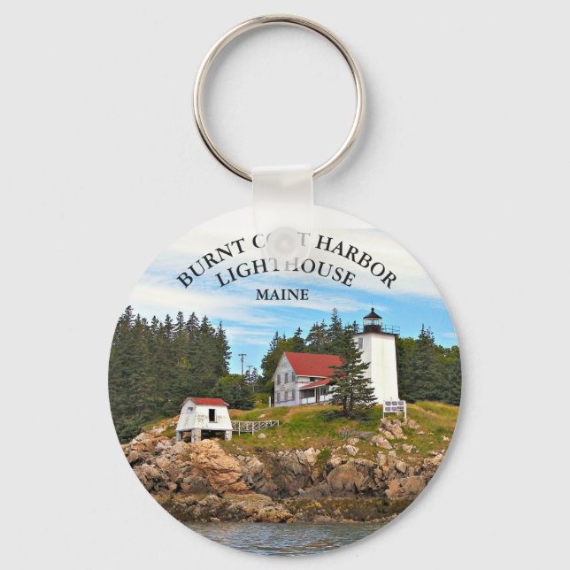 Burnt Coat Harbor Lighthouse Maine Keychain (Front)