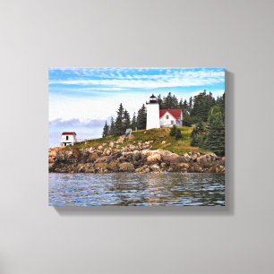 Burnt Coat Harbor Lighthouse Maine Wrapped Canvas Print