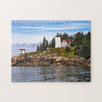 Burnt Coat Harbor Lighthouse  Swans Island Maine Jigsaw Puzzle by LighthouseGuy at Zazzle