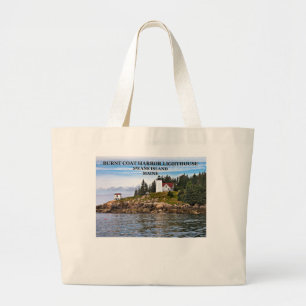 Burnt Coat Harbor Lighthouse, Swans Island Maine Large Tote Bag