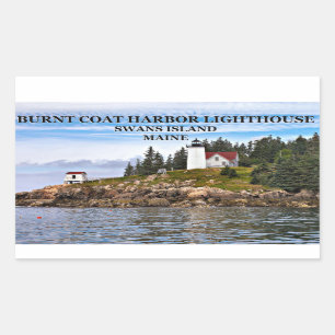 Burnt Coat Harbor Lighthouse, Swans Island Maine Rectangular Sticker