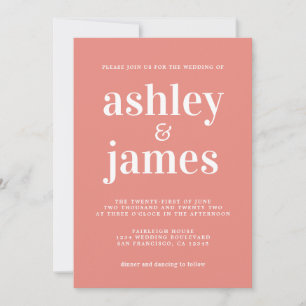 Burnt Coral Boho Minimalist Wedding Invitation