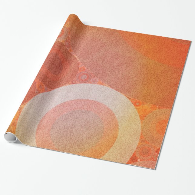 Burnt Faded Orange Retro Pattern Wrapping Paper (Unrolled)