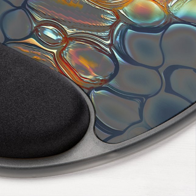 Burnt gray cells with stained to soft gold light   gel mouse pad (Right Side)