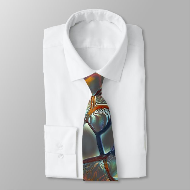 Burnt gray cells with stained to soft gold light  neck tie (Tied)
