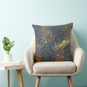 Burnt gray cells with stained to soft gold light throw pillow