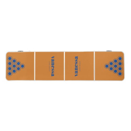 Burnt Honey Minimal Modern Classic Name Beer Pong Table
