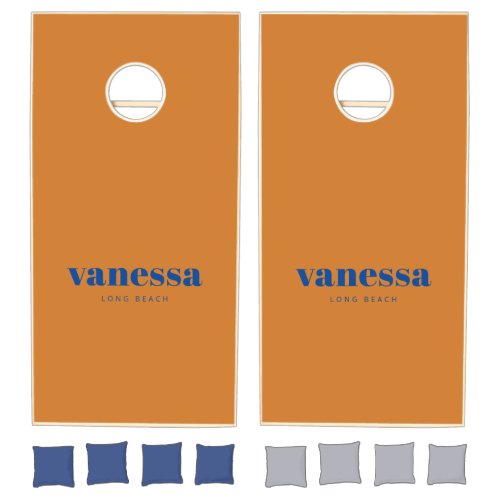 Burnt Honey Minimal Modern Classic Name Cornhole Set