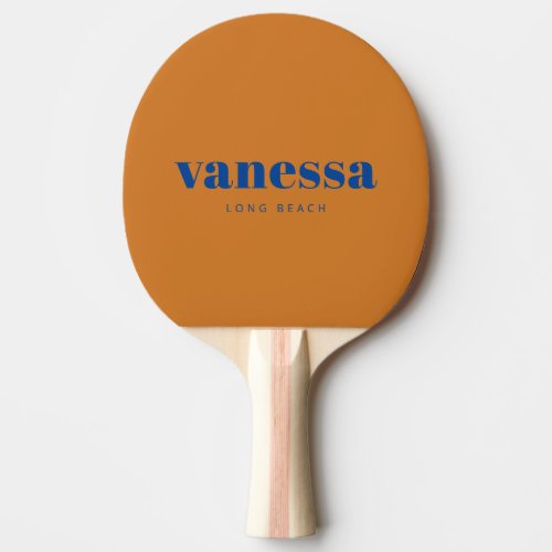 Burnt Honey Minimal Modern Classic Name Ping Pong Paddle