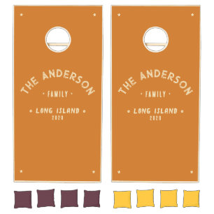 Burnt Honey Vintage Seaside Family Name Cornhole Set