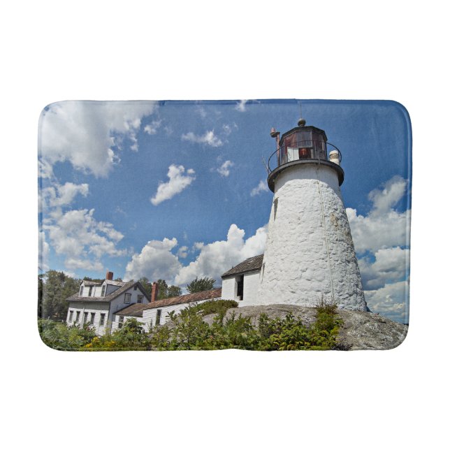 Burnt Island Lighthouse, Boothbay Harbor Maine Bath Mat (Front)
