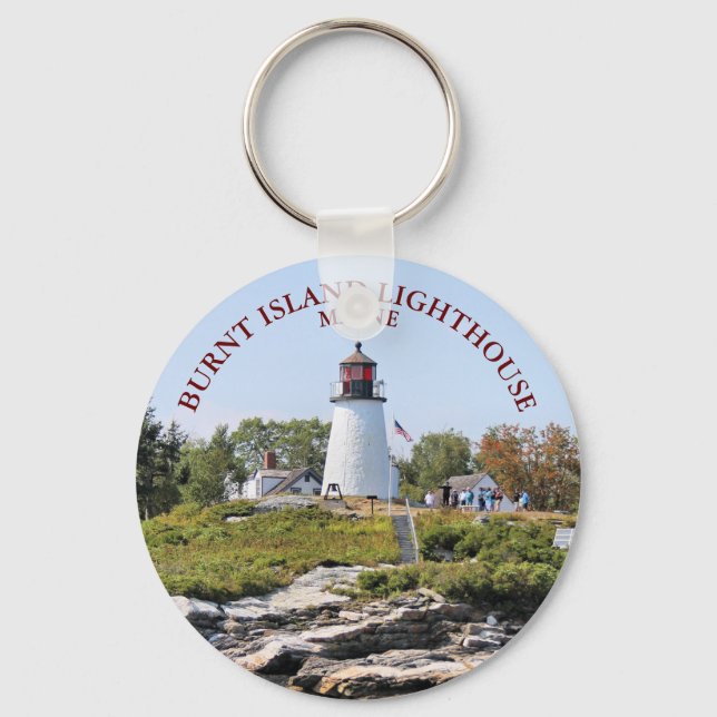 Burnt Island Lighthouse, Maine Keyring (Front)