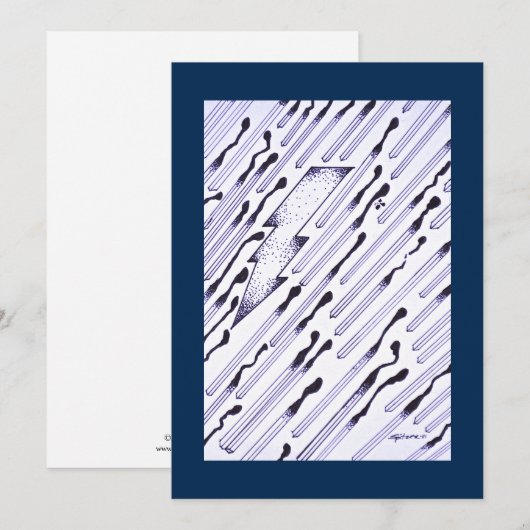 Burnt matches with lightning flat card blue border (Front/Back)