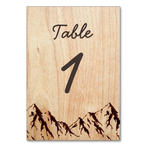 Burnt Mountain in Wood Rustic Table Number Card