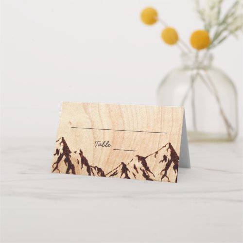 Burnt Mountain in Wood Rustic Wedding Place Cards