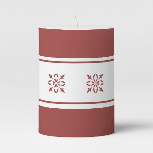 Burnt ombre background with damask pattern wrap pillar candle