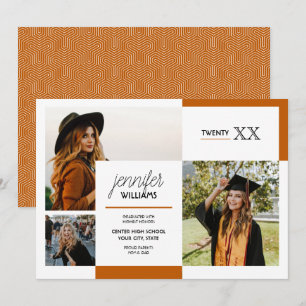 Burnt Orange 3 Photo Graduation Announcement