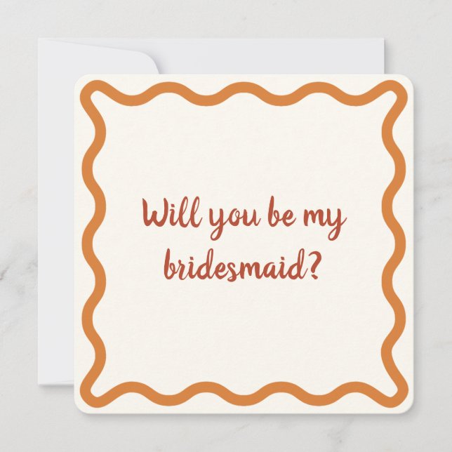 Burnt Orange 70s Retro Bridesmaid Proposal Invitation (Front)
