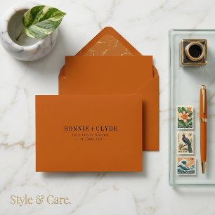 Burnt Orange A7 Wedding RSVP Envelope with Address