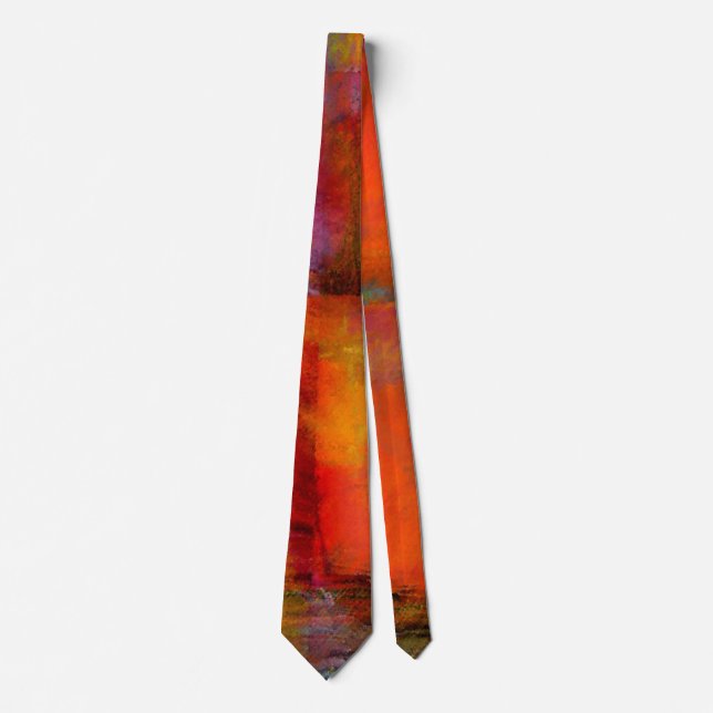 Burnt Orange Abstract Design Men's Neck Tie (Front)
