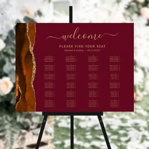 Burnt Orange Agate Burgundy Wedding Seating Foam Board