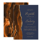 Burnt Orange Agate Gold Navy Blue Wedding