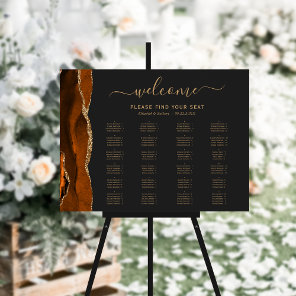 Burnt Orange Agate Wedding Alphabetical Seating Foam Board