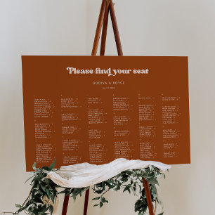 Burnt Orange Alphabetical seating chart Sign