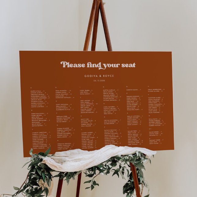 Burnt Orange Alphabetical seating chart Sign (Creator Uploaded)