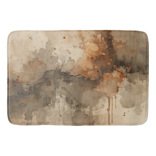 Burnt Orange Amber Brown Gray Black Abstract Bath Mat