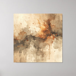 Burnt Orange Amber Brown Gray Black Abstract Canvas Print