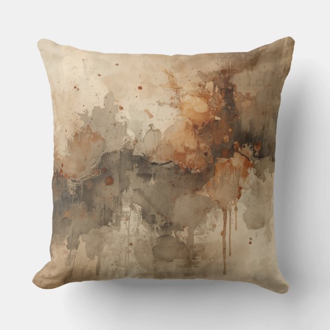 Burnt Orange Amber Brown Gray Black Abstract Throw Pillow (Front)