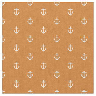 Burnt Orange Anchor Print Fabric
