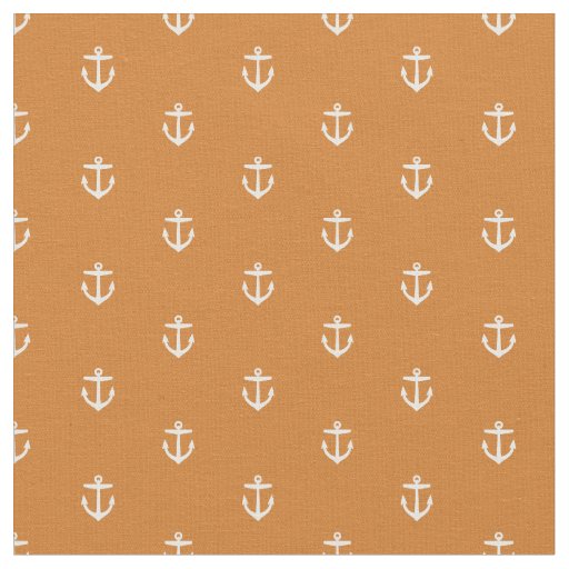 Burnt Orange Anchor Print Fabric