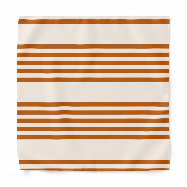 Burnt orange and beige five stripe pattern bandana (Front)