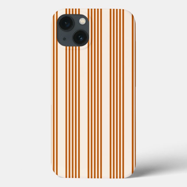 Burnt orange and beige five stripe pattern Case-Mate iPhone case (Back)