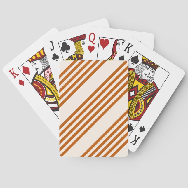 Burnt orange and beige five stripe pattern poker cards (Back)