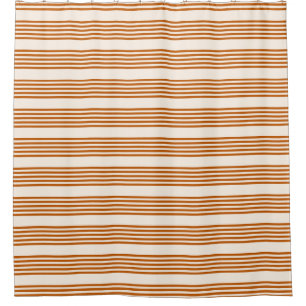 Burnt orange and beige five stripe pattern shower curtain