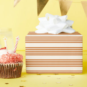 Burnt orange and beige five stripe pattern wrapping paper