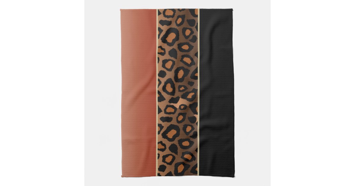 Burnt Orange and Black Leopard Animal Print Kitchen Towel ...
