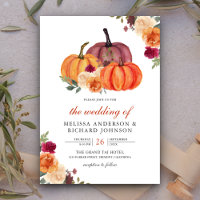 Burnt Orange and Burgundy Floral Pumpkin Wedding