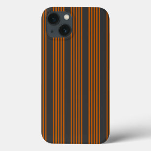 Burnt orange and charcoal five stripe pattern iPhone 13 case