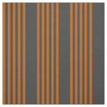 Burnt orange and charcoal five stripe pattern fabric