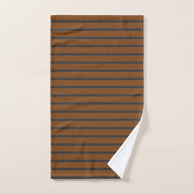 Burnt orange and charcoal five stripe pattern hand towel  (Hand Towel)