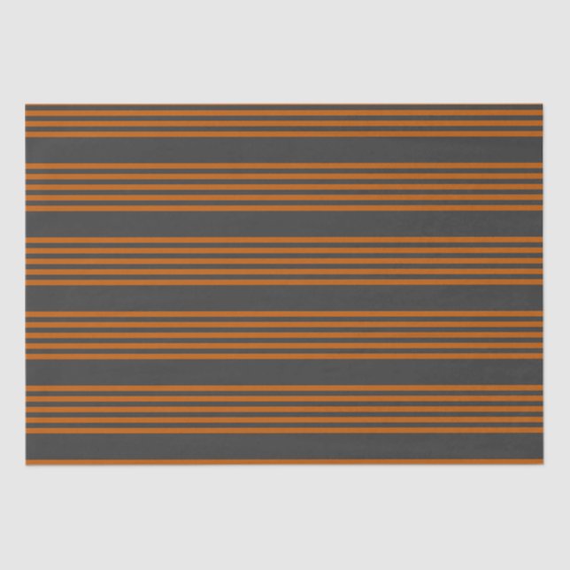 Burnt orange and charcoal five stripe pattern tissue paper (Front)